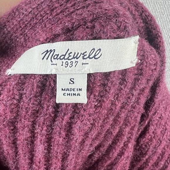 Madewell Maroon Waffle Knit Merino Wool Cardigan Sweater Size S - Picture 7 of 12